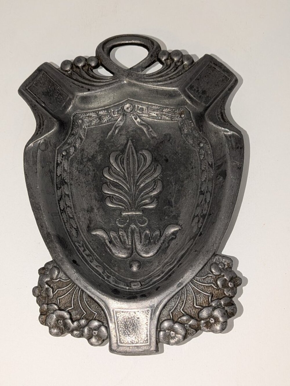 Vintage Pin Tray or Ashtray Cast Metal Marked 318 1/2, 5.75 Inches Long x 4 Inch